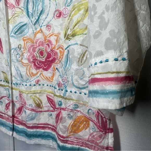 Koret Floral Blouse Shirt Button Dainty Cottagecore Coastal Embroidered Boho PL - Picture 3 of 10